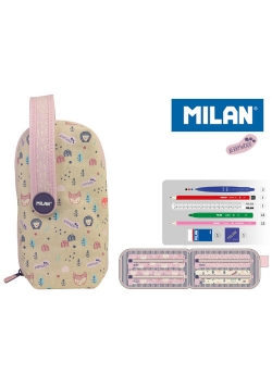 Multipiórnik MILAN owalny z 4 piórnikami BERRYWOOD róż