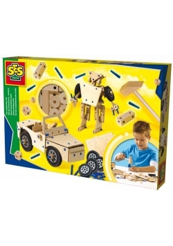Samochód, robot - zestaw drewniany
