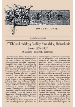 Ster pod redakcją Pauliny Kuczalskiej-Reinschmit' Lwów 1895-1897