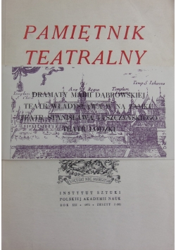 Pamiętnik teatralny, Zeszyt 2 (82)