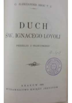 Duch Św. Ignacego Loyoli, 1931 r.