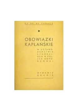 Obowiązki kapłańskie w ustawodawstwie synodalnem w Polsce odrodzonej, 1935r.