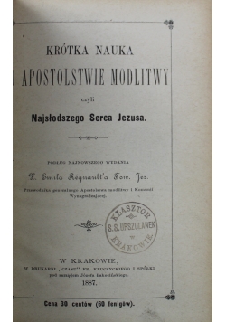 Krótka nauka o apostolstwie modlitwy 1887 r.