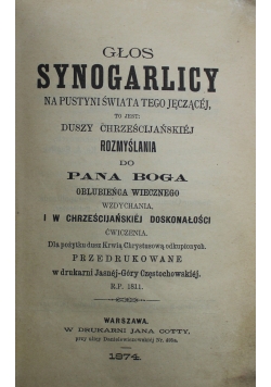 Głos Synogarlicy 1874 r.