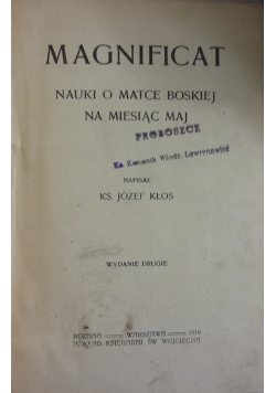 Magnificat, nauki o matce Boskiej na miesiąc maj, 1919 r.
