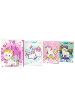 Torebka Lux brokat  Unicorn set 3 Duża A4  12 sztuk