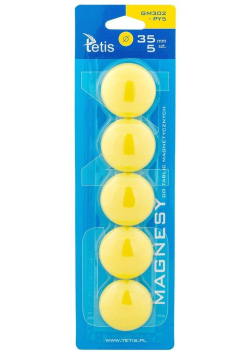 Magnesy do tablic żółte gładkie 5szt. GM302-PY5