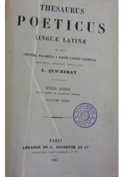 Thesaurus Poeticus Linguae Latinae, 1867 r.