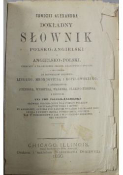 Dokładny Słownik Polsko Angielski i Angielsko Polski 1890 r