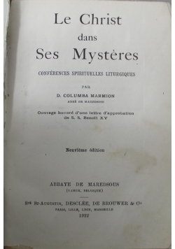 Le Christ dans Ses Mysteres 1922 r.
