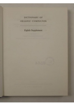 Cadogan J. I. G. (red.) - Dictionary of Organic Compounds. Eighth Supplement