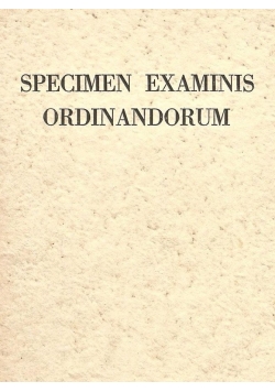 Specimen examinis ordinandorum