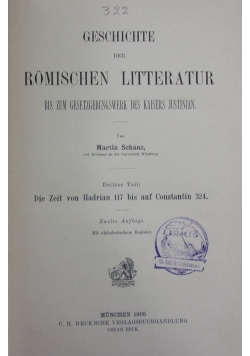 Geschichte der Romischen Litteratur, 1905 r.