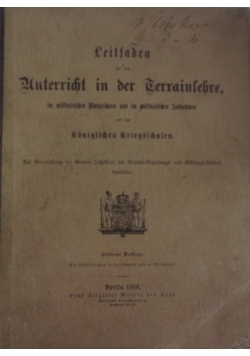 Leitfaden fur den unterricht in der Terrainlehre, 1891 r.