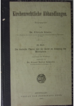 Kirchenrechtliche Abhandlungen, 1905r.