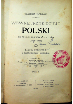 Wewnętrzne dzieje Polski Tom I 1897 r