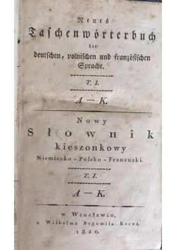 Nowy słownik kieszonkowy Niemiecko-Polsko-Francuski, 1820 r.