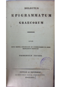 Delectus epigrammatum graecorum, 1920 r.