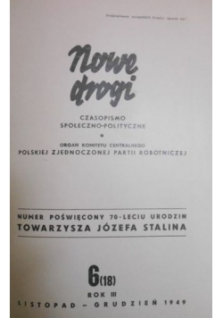 Nowe drogi. Czasopismo społeczno-polityczne, 1949 r.