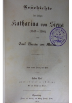 Geschichte der heiligen Katharina von Siena, 1874r.