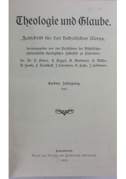 Cheologie und Blaube. 1915r.