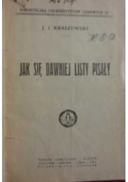 Jak się dawniej listy pisały, 1922 r.