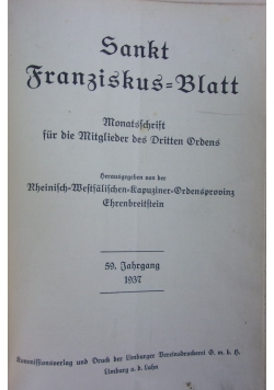 Sankt Franziskus Blatt, 1937 r.
