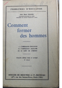 Comment Former Des Hommes 1931 r