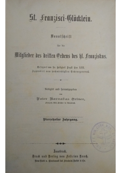 St. Franzisri-Glocklein Monatschrift fur die Mitglieder des dritten Ordens des hl. Franziskus