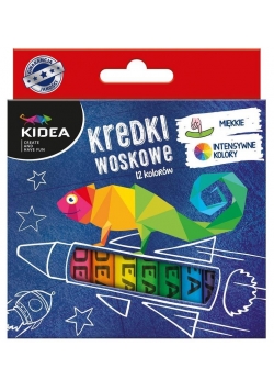 Kredki woskowe 12 kolorów KIDEA