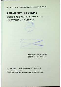 Per unit systems with special reference to electrical machines