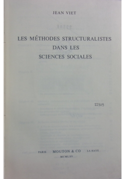 Les Methodes Structuralistes Dans Les Sciences Sociales