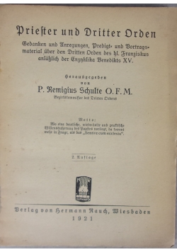 Priester und Dritter Orden, 1921 r.