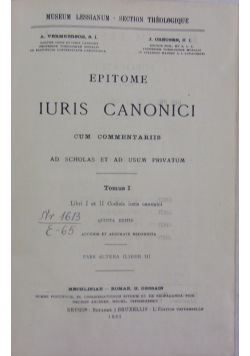Epitome Iuris Canonici, 1933 r.