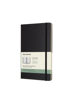 Kalendarz 2019 tygodniowy wertykalny Moleskine 12M L  twarda oprawa, czarny