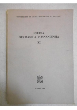 Studia germanica posnaniensia, Tom XI