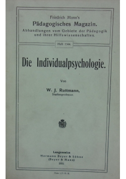 Die Individualpsychologie, 1931r.