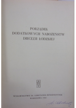 Porządek dodatkowych nabożeństw diecezji Łódzkiej