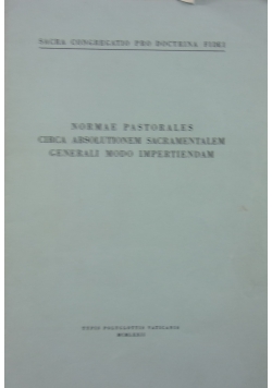 Normae Pastorales Circa Absolutionem Sacramentalem