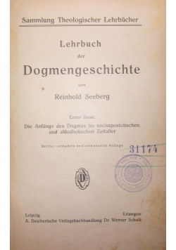 Lehrbuch der Dogmengeschichte ,1920r.