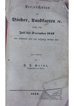 Verzeichniss der Bucher, Landkarten, 1843 r.
