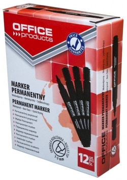 Marker permanentny OFFICE PRODUCTS, okrągły, 1-3mm (linia), czarny 12 sztuk