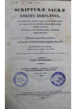 Scripturae Sacrae Cursus Completus Tomus duodecimus 1853 r.
