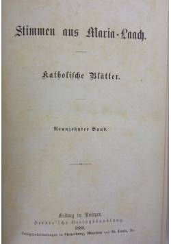Stimmen aus Marian- Laach, 1880r.