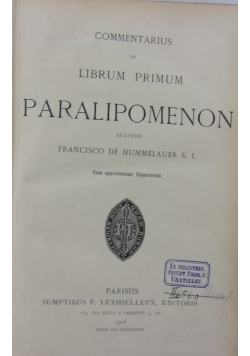 Librum Primum Paralipomenon
