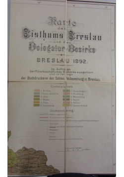 Karte des Bisthums Breslau und des Oelegatur Bezirks, 1892 r. , mapa