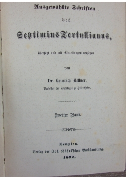 Septimus Tertulliamus, 1872 r.