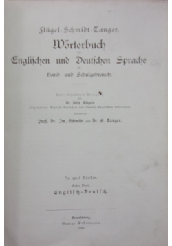 Worterbuch der Englischen und Deutschen Sprach ,1896r.