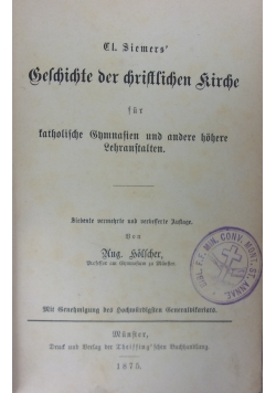 Geschichte der christlichen Kirche, 1875 r.