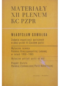 Materiały XII Plenum KC PZPR